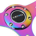 NRG 35cm Wood Grain Neo Chrome Steering Wheel for Universal Fit (All Years)