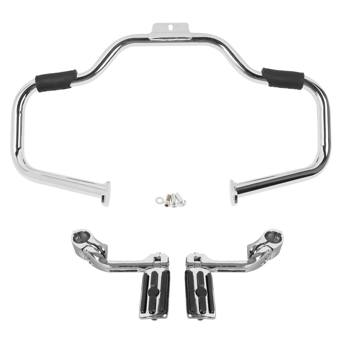 Mustache Engine Guard Crash Bar Footpegs for Harley Softail Fatboy (2000–2017)