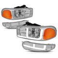 OE Style LED DRL Headlights Chrome/Amber for GMC Sierra/Yukon 1500 (2002–2006)