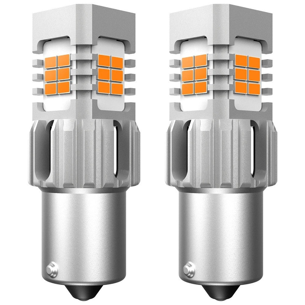2X 1156 BA15S Amber LED Rear Turn Signal Bulbs for