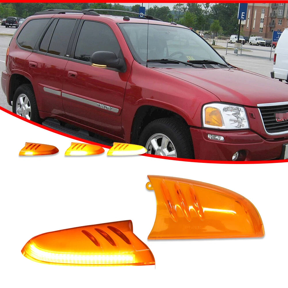 Set of 2 Amber Lens LED Side Mirror Lights for Chevy GMC (2002–2009)