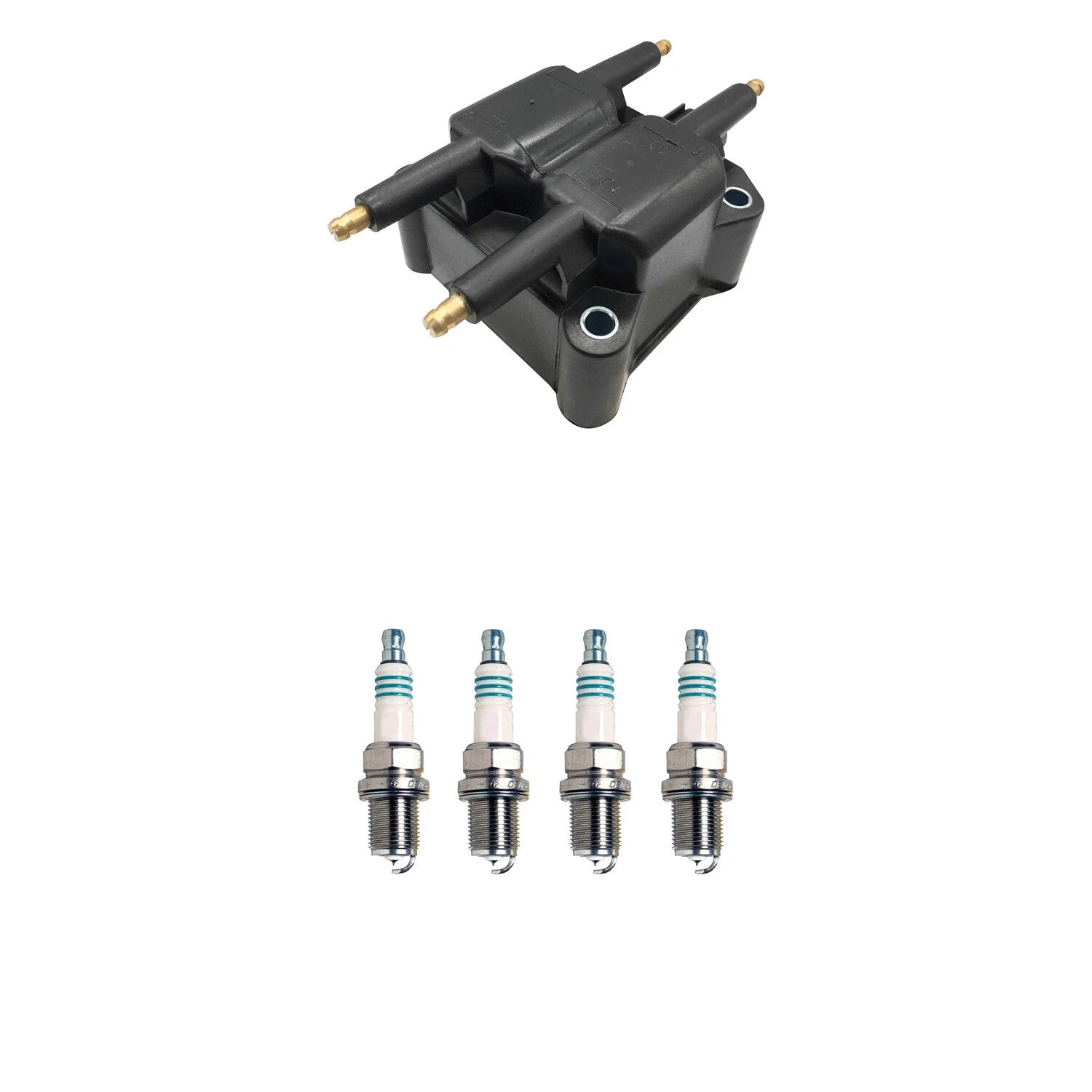 Hitachi Ignition Coil & 4 Denso Iridium Spark Plugs for Cirrus Neon (1995–2000)