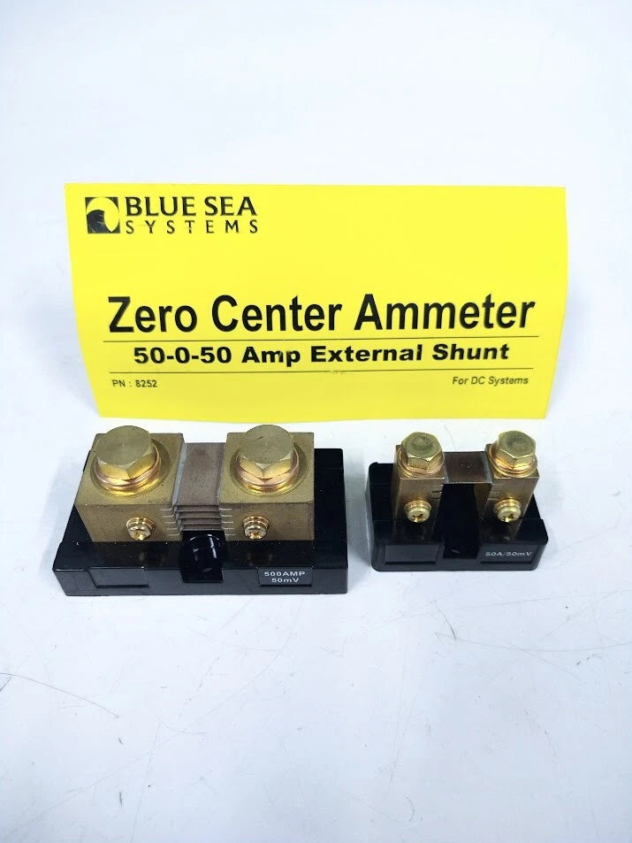 Zero Center Ammeter 50AMP & 500AMP with External Shunt for Blue Sea Systems