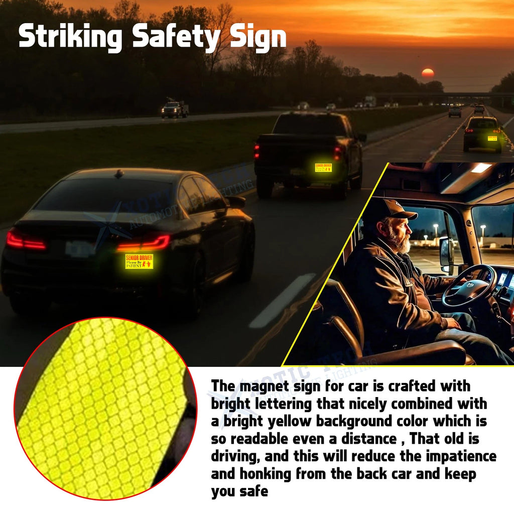 Reflective Senior Driver Car Magnet for Bumper Sticker (2024-2024)