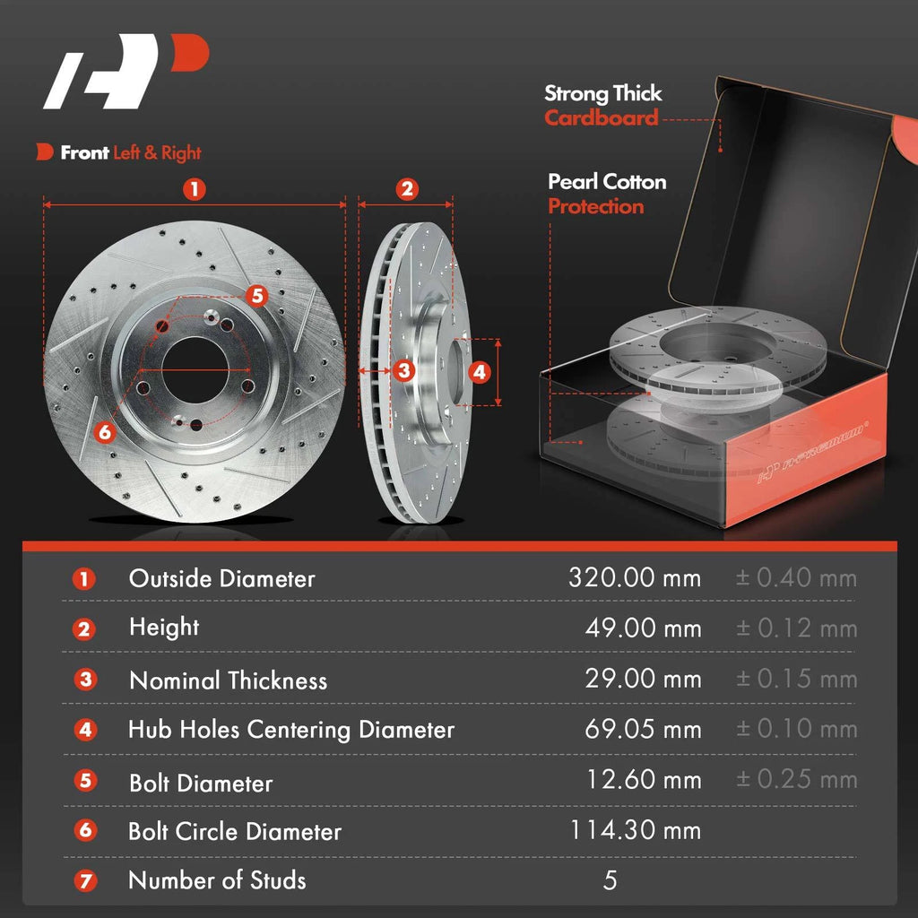 Front Drilled Brake Rotors & Ceramic Pads for Kia Sedona (2015–2020)