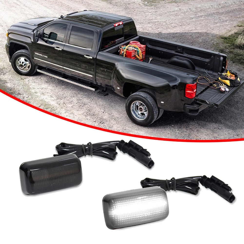 2X Smoke Lens White LED Rear Fender Marker Light for Chevy GMC 2500/3500HD (2015–2023)