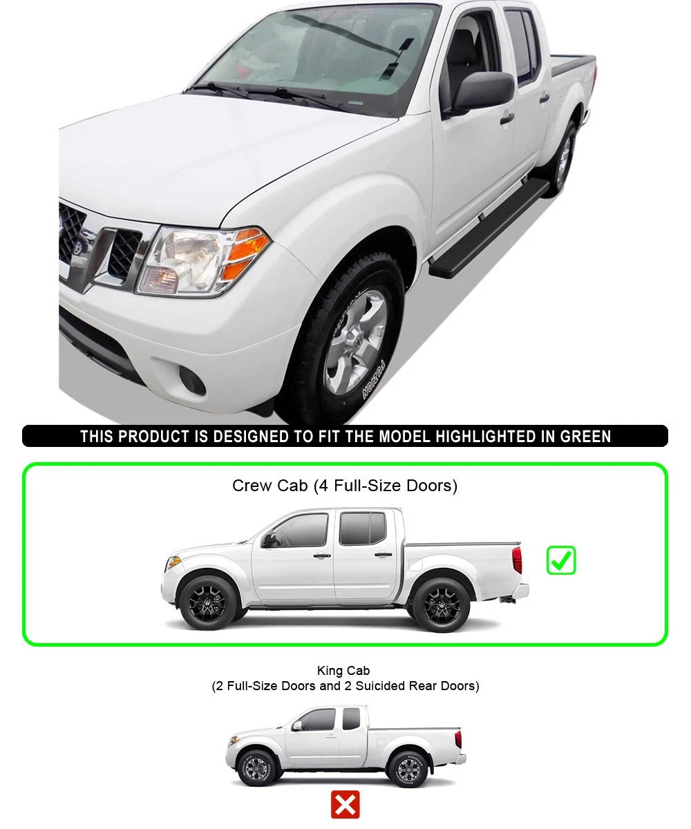 5in Matte Black Running Boards for Nissan Frontier Crew Cab (2005-2026)