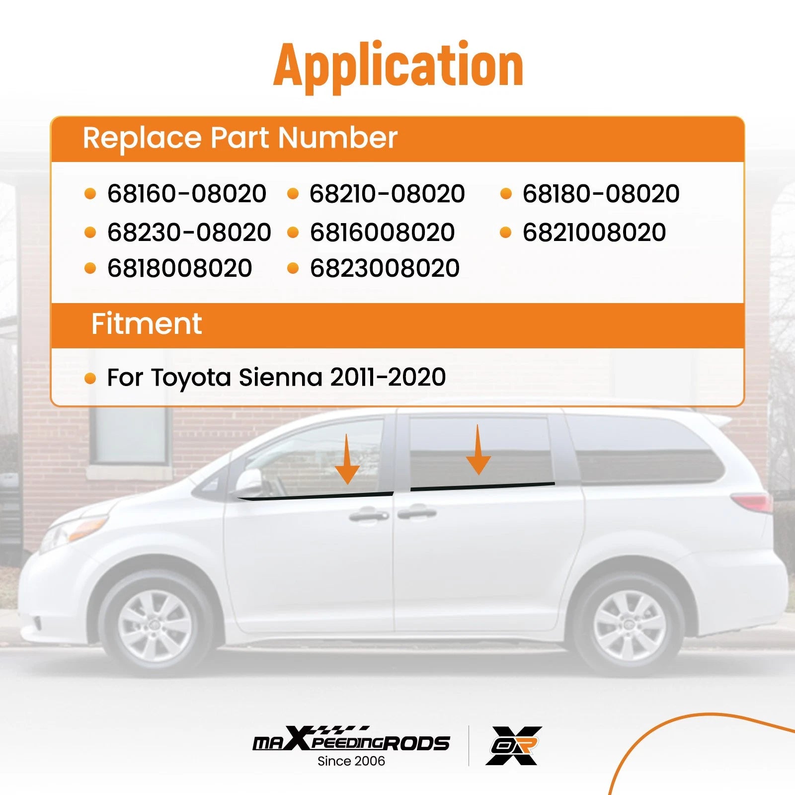 Set of 4 Door Belt Molding for Toyota Sienna (2011–2020)