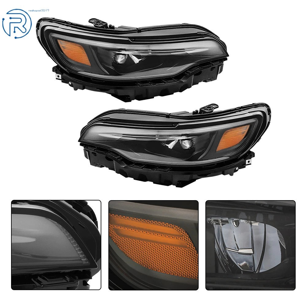 2X LED Headlights for Jeep Cherokee (2019-2022) Black W/Ballast