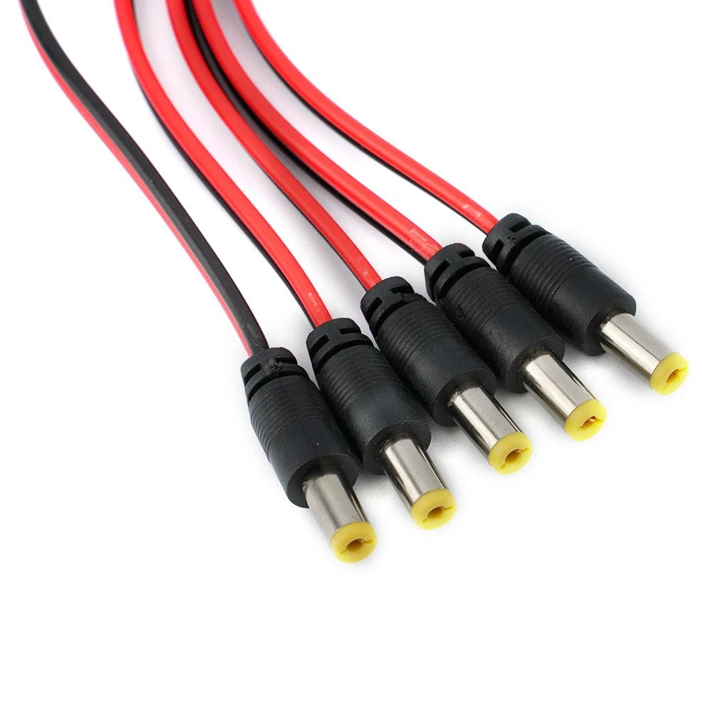 Set of 10 Connector Cables for DC 12V Power Supply (5 Male + 5 Female)
