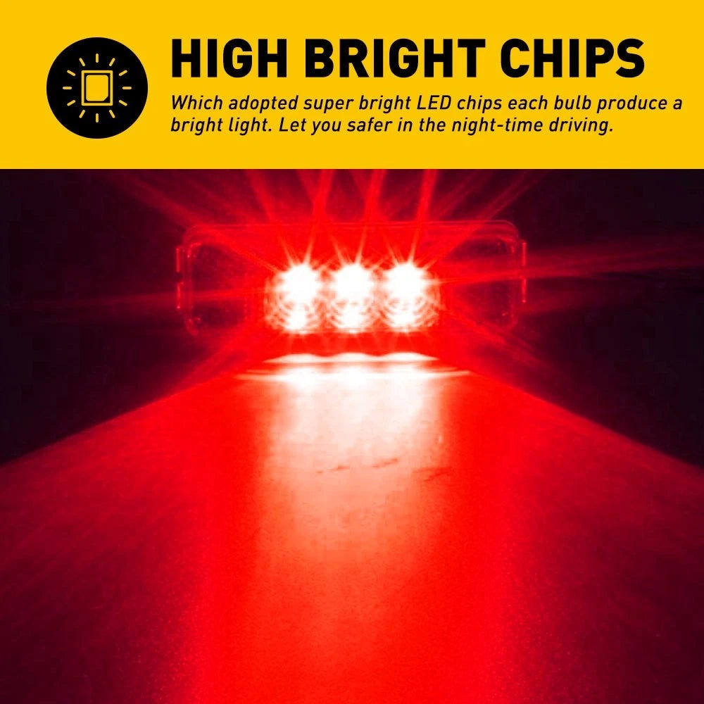 4x 3LED Side Marker Red Lights for Truck Trailer RV (Waterproof)