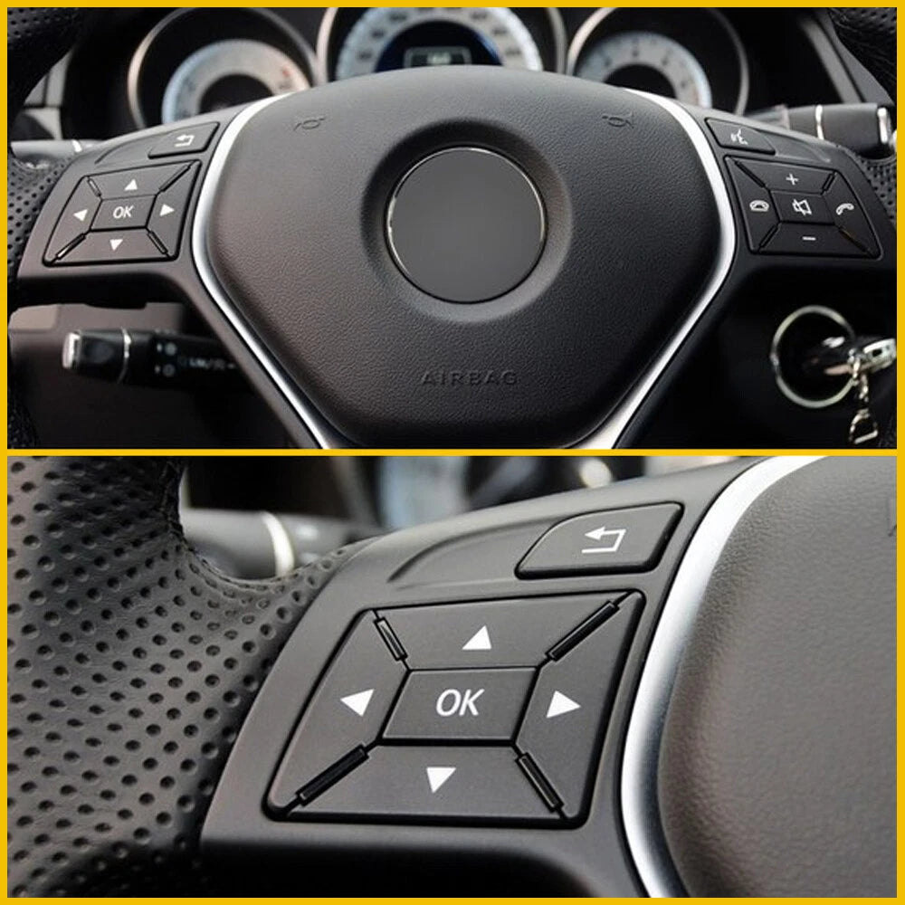 12PCS Black Wheel Steering Button Trim for Mercedes Benz E Class