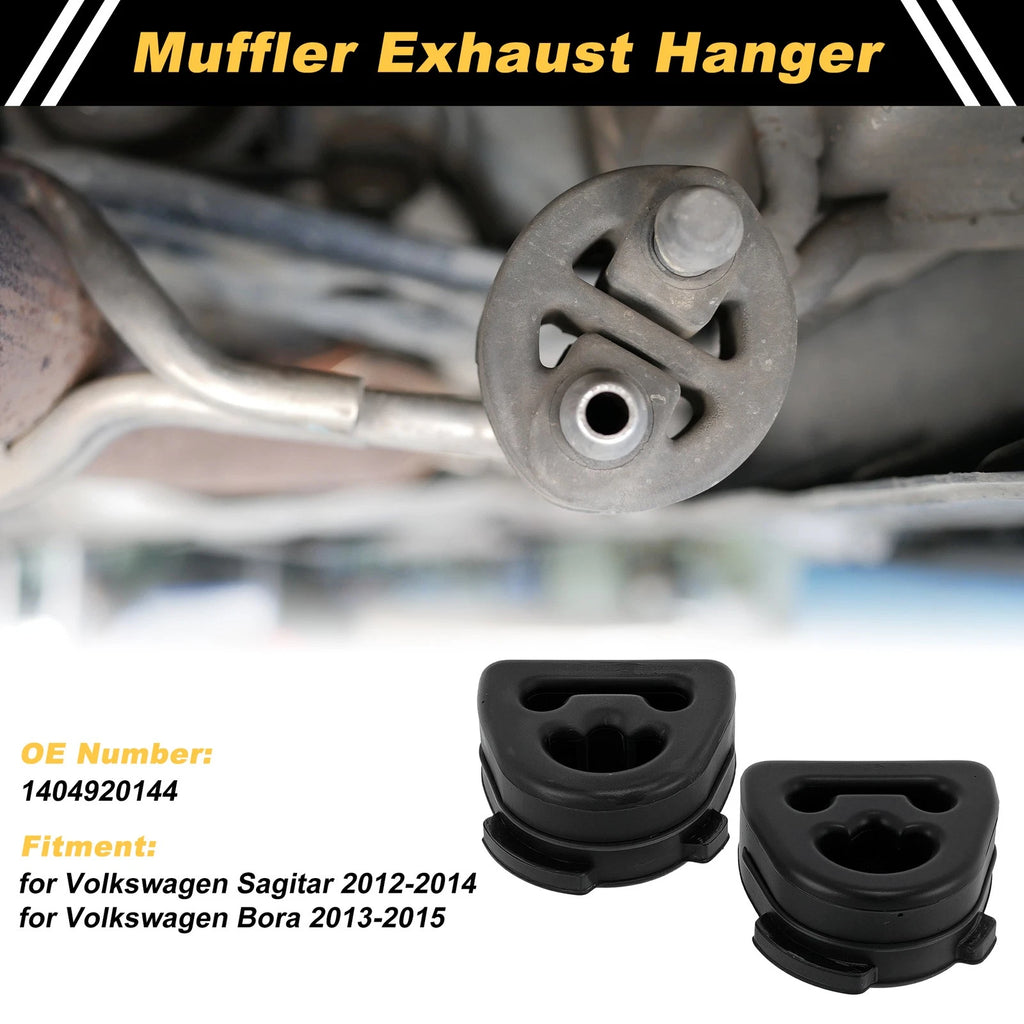 Set of 2 Muffler Exhaust Hangers for Volkswagen Sagitar (2012–2014) 1404920144 Rubber Black