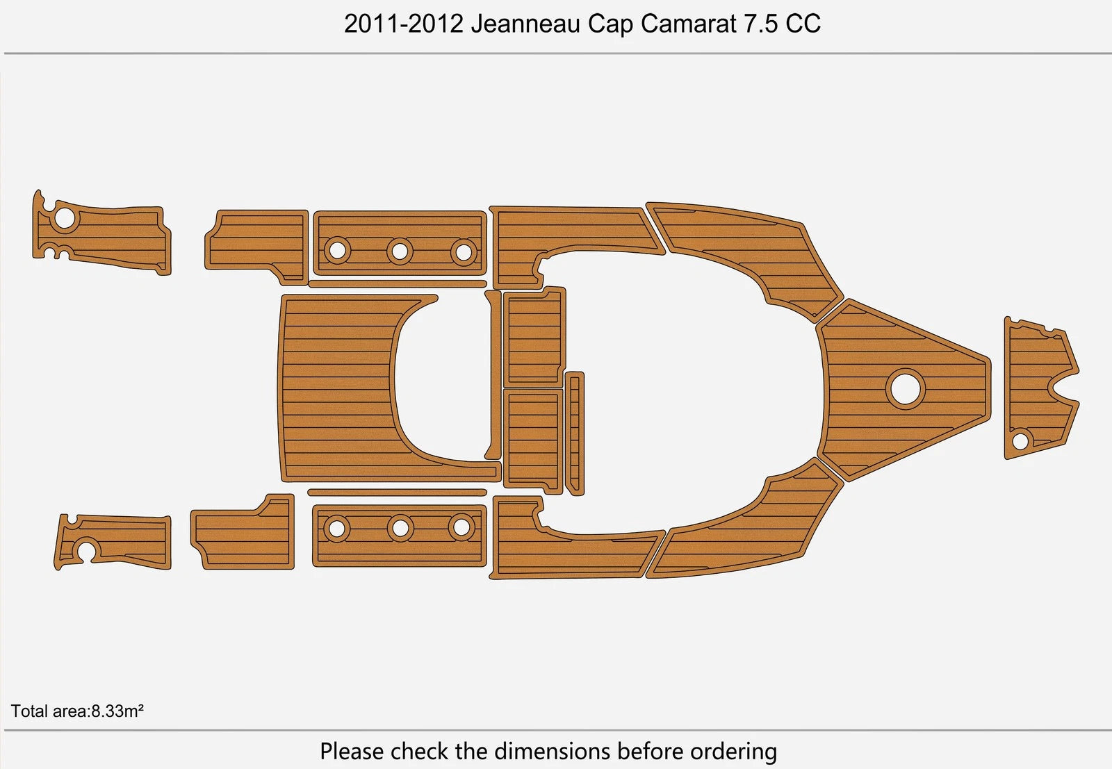 Swim Platform Cockpit EVA Foam Teak Flooring for Jeanneau Cap Camarat 7.5 CC (2011)