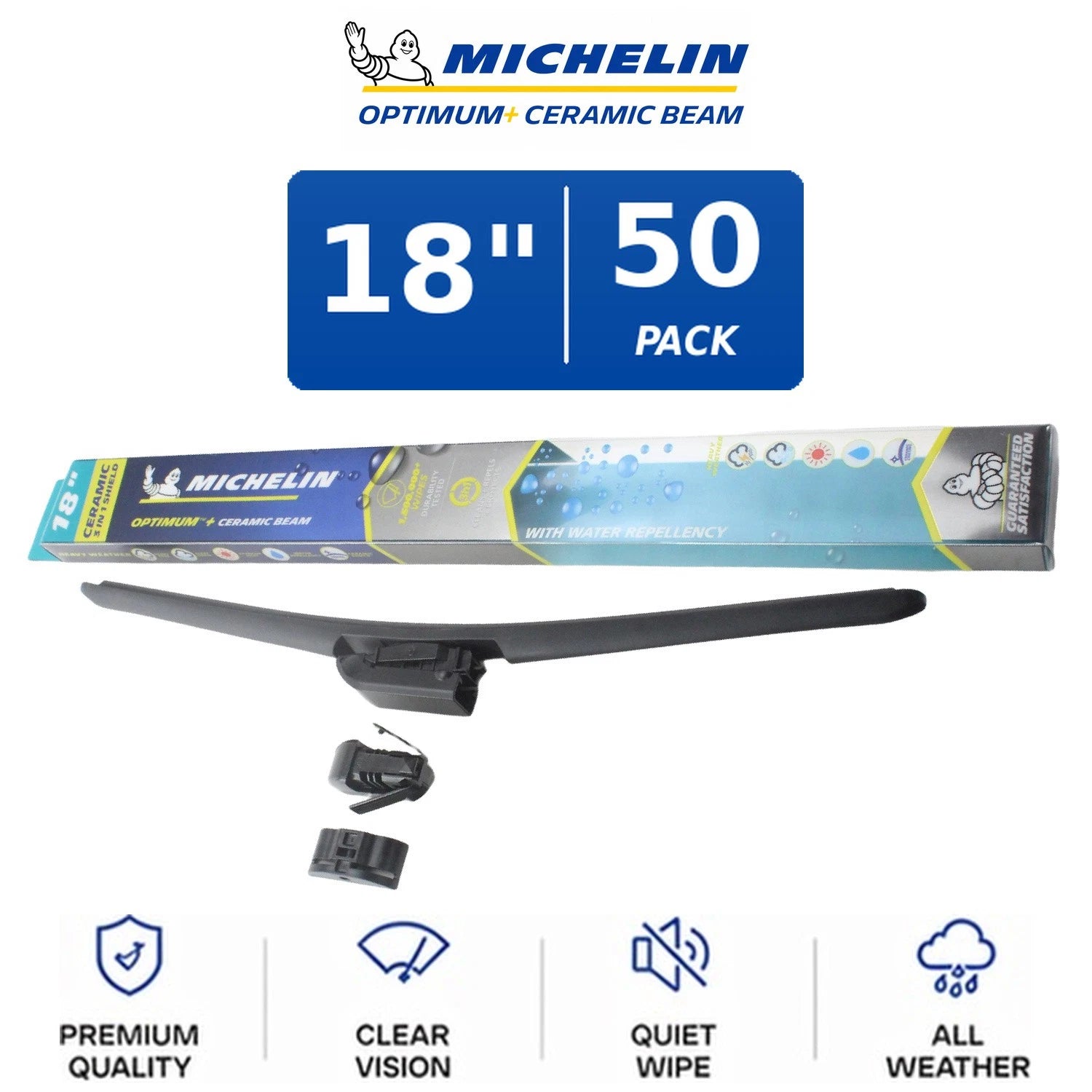 Set of 2 Michelin Optimum+ Ceramic Beam Wiper Blades 18" for All Vehicles