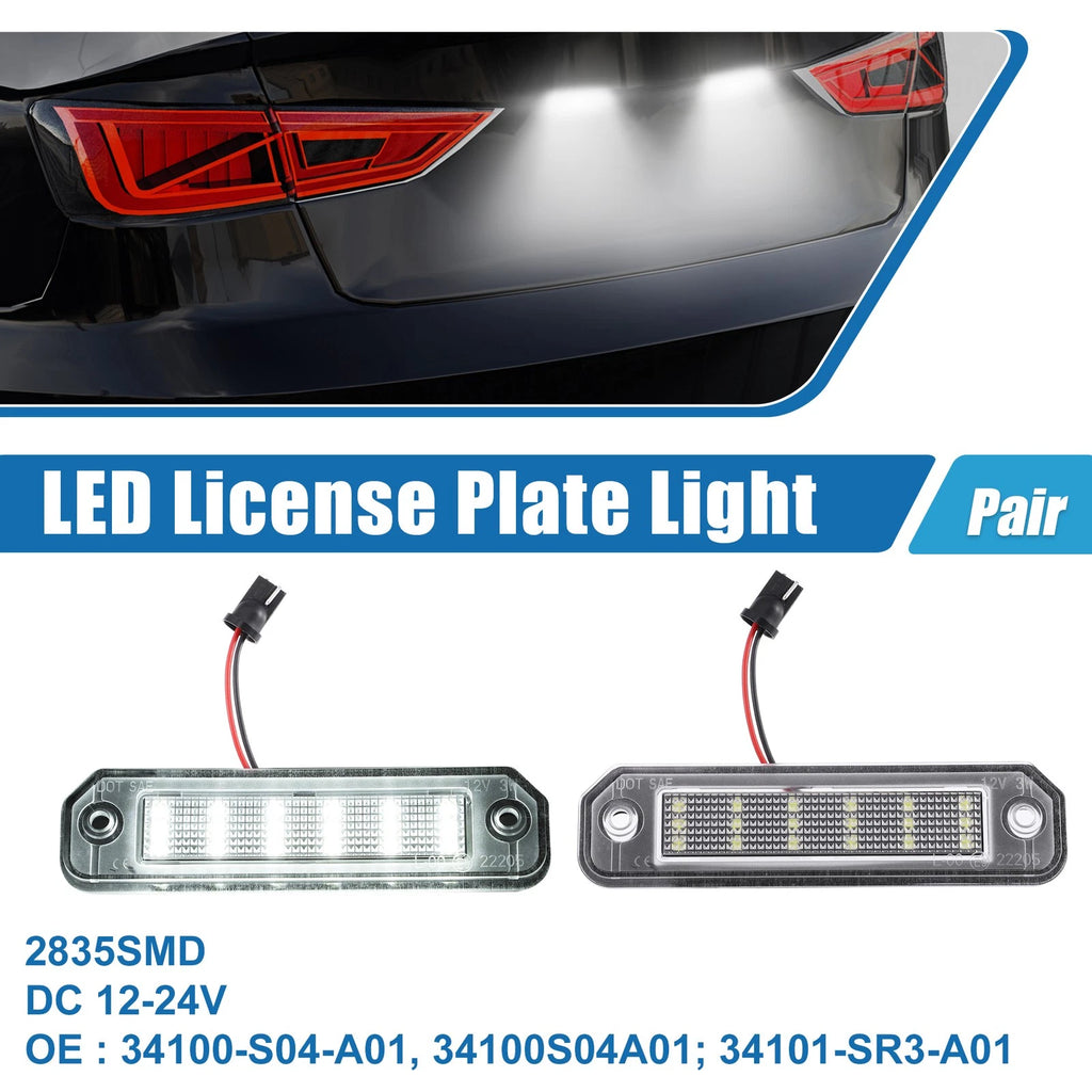 1 Pair White LED License Plate Light Assembly 34100-S04-A01 for Honda 