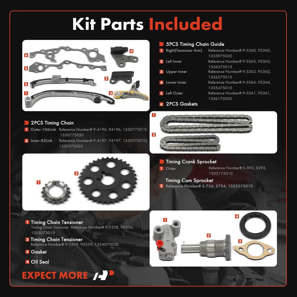 Timing Chain Kit for Toyota Tacoma 4Runner T100 (1995–2004) 2.7L L4