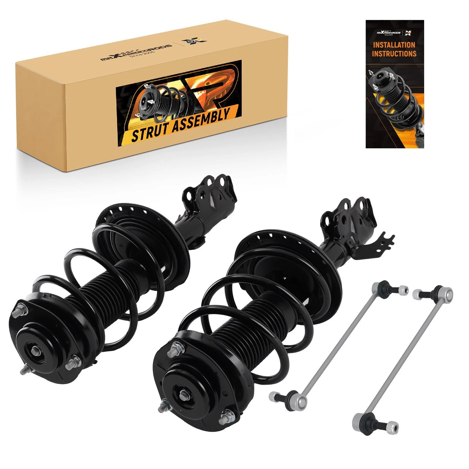 Front Struts w/ Coil Springs & Sway Bar Links for Toyota Camry SE XSE (2012–2017)