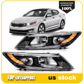 Headlight Assembly for Kia Optima (2014–2015) Black Housing Left+Right Pair