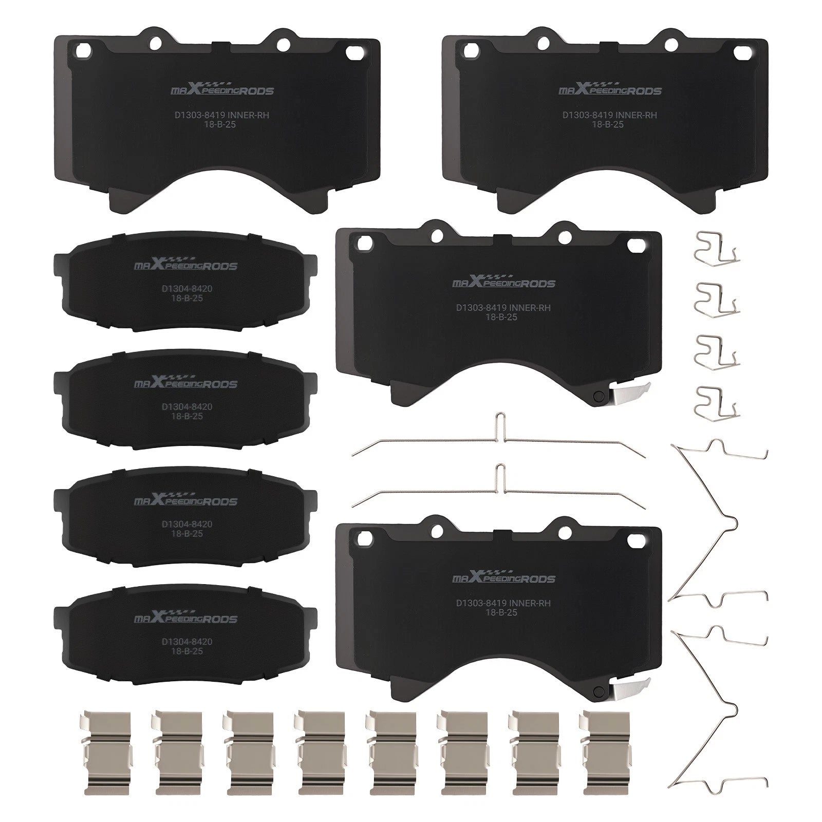 Set of 4 Ceramic Brake Pads for Toyota Tundra (2007–2021) D1303 D1304