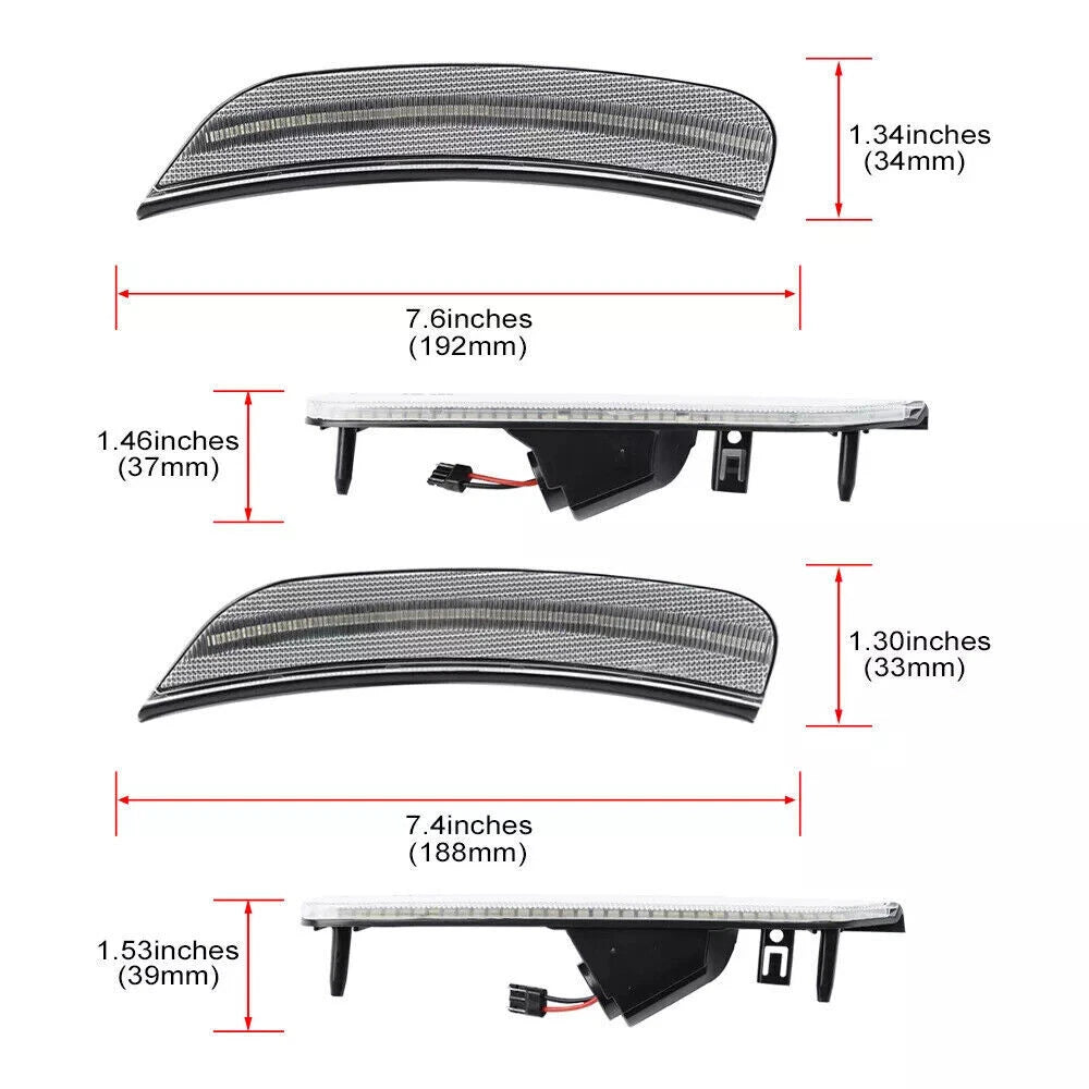 Front + Rear LED Side Marker Lights for Chrysler Pacifica Voyager (2017–2022)