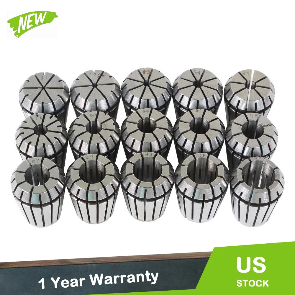 Set of 15 ER25 Spring Collets for CNC Engraving Machine (2MM to 16MM)
