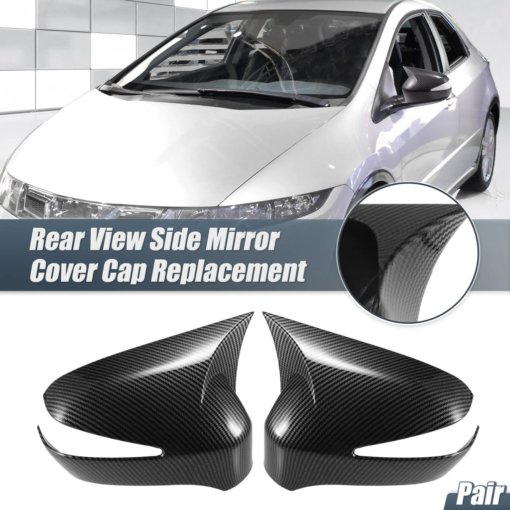 Pair Rearview Mirror Cover Overlay for Honda Civic (2006–2011) Carbon Fiber