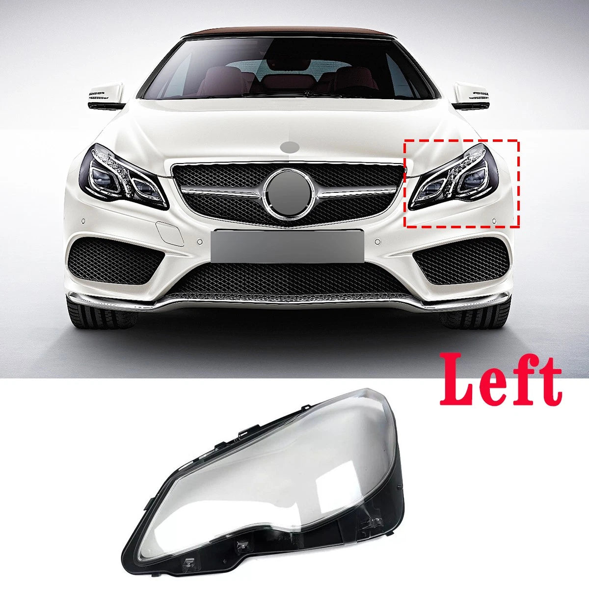 Left Headlight Lens for Mercedes Benz W207 C207 E-Class (2014–2016)