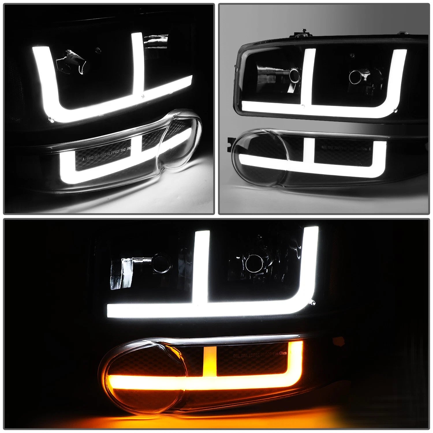 LED Headlights for GMC Sierra Yukon Denali (2001–2007) - Switchback, Black