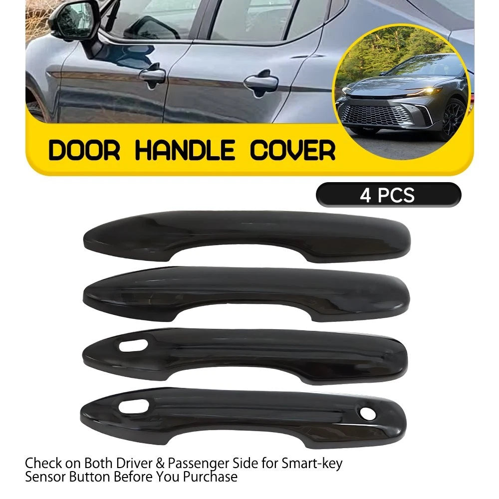 Set of 4 Glossy Black Exterior Door Handle Cover Caps for Toyota Camry (2018–2025)