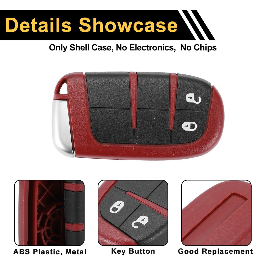 2 Button Key Fob Shell Case for Dodge Charger (2016) Black Red