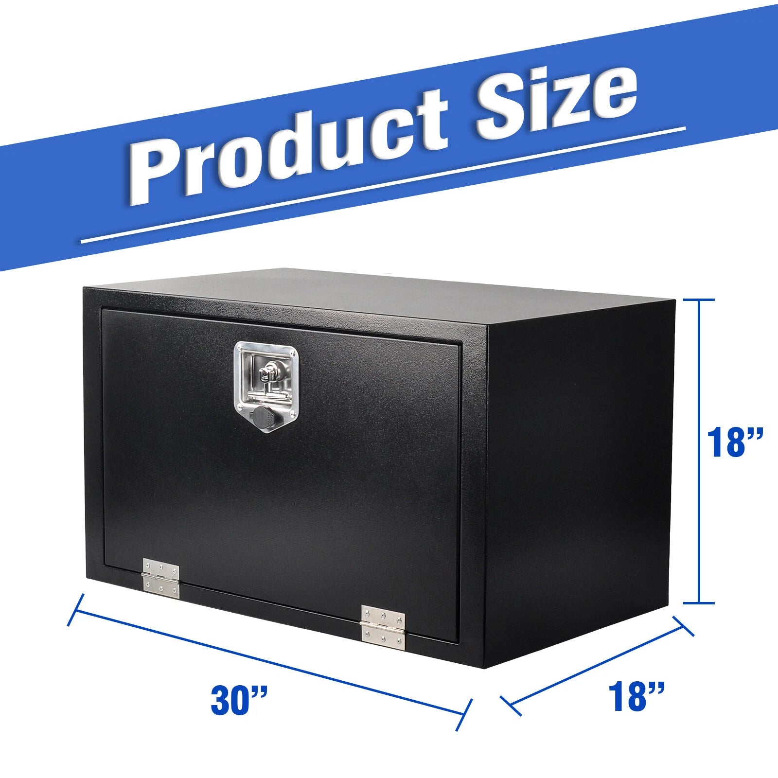 30" x 18" x 18" Black Steel Tool Box for Pickup Truck (Fits Most Models)