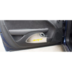Brushed Door Badges w/White Carbon Fiber 'SRT' Inlay for 15-17 Dodge Challenger