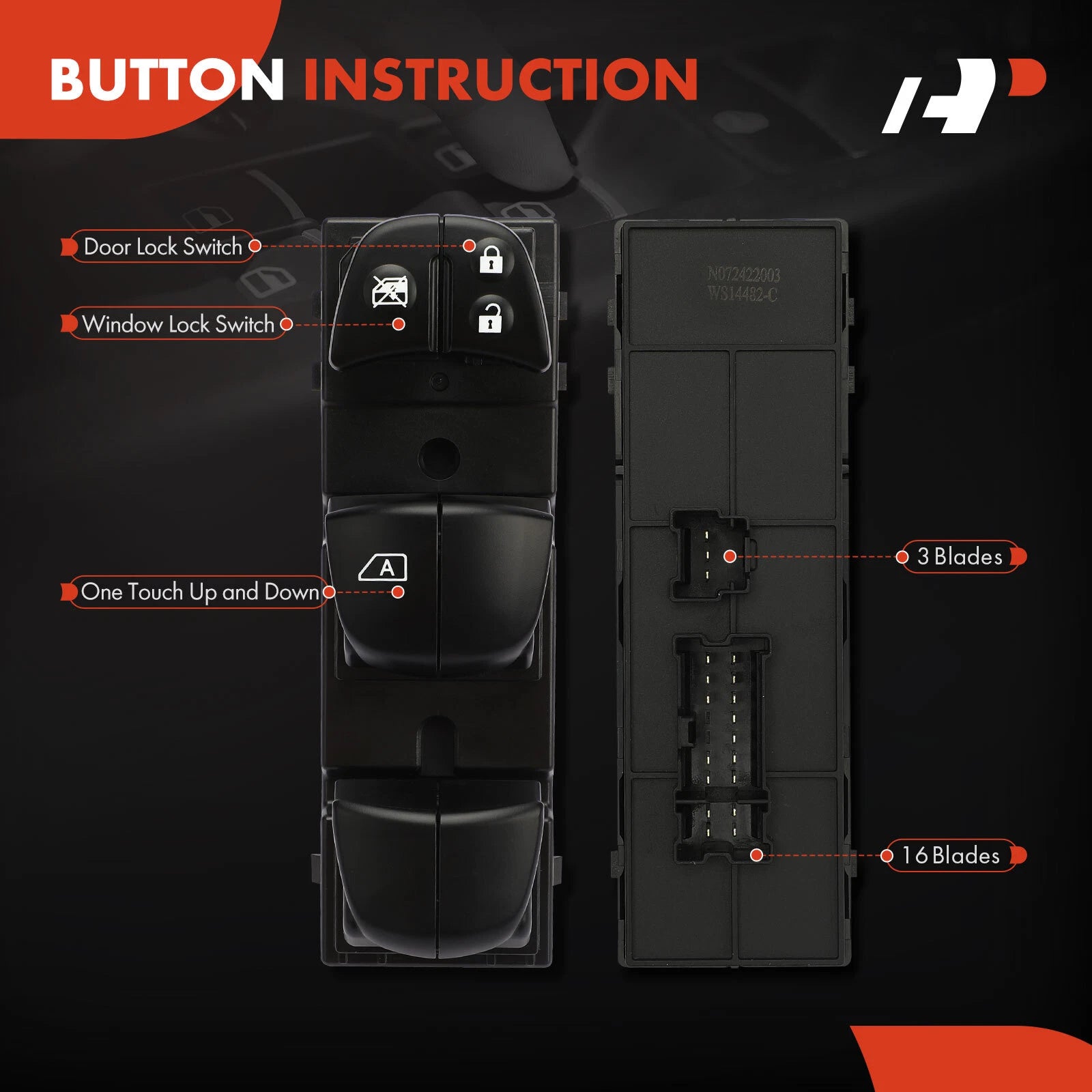 Front Left Power Window Switch for Nissan Leaf (2011-2013)