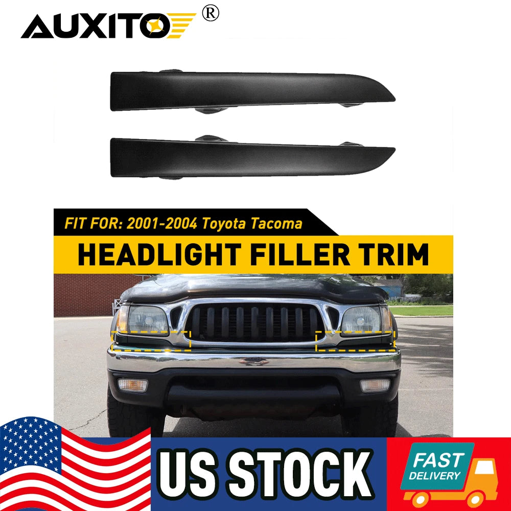Set of 2 Front Bumper Grille Headlight Filler Trim Panels for Toyota Tacoma (2001–2004)