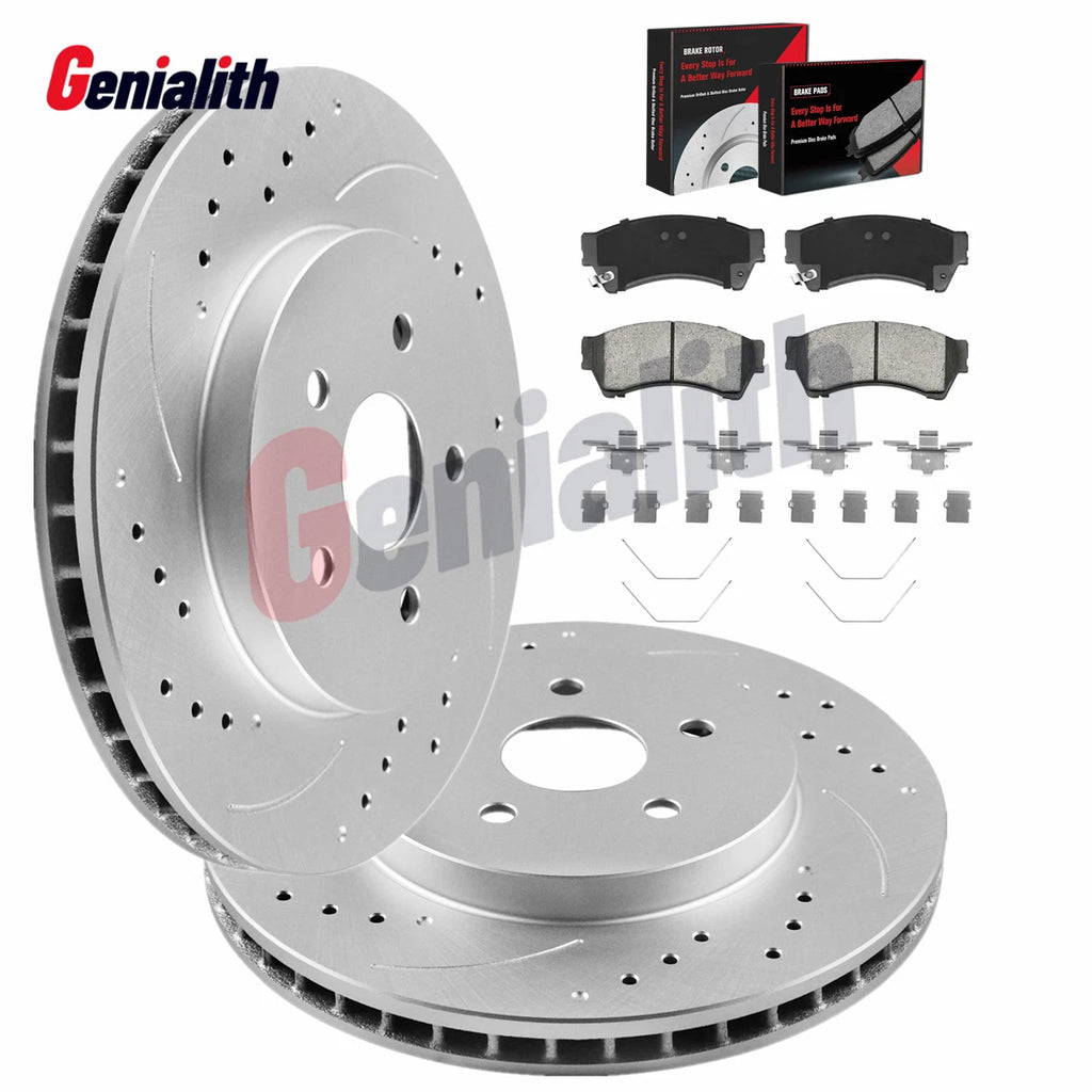 Front Drilled Disc Rotors + Brake Pads for Ford Fusion MKZ Mazda 6 (2006–2012)