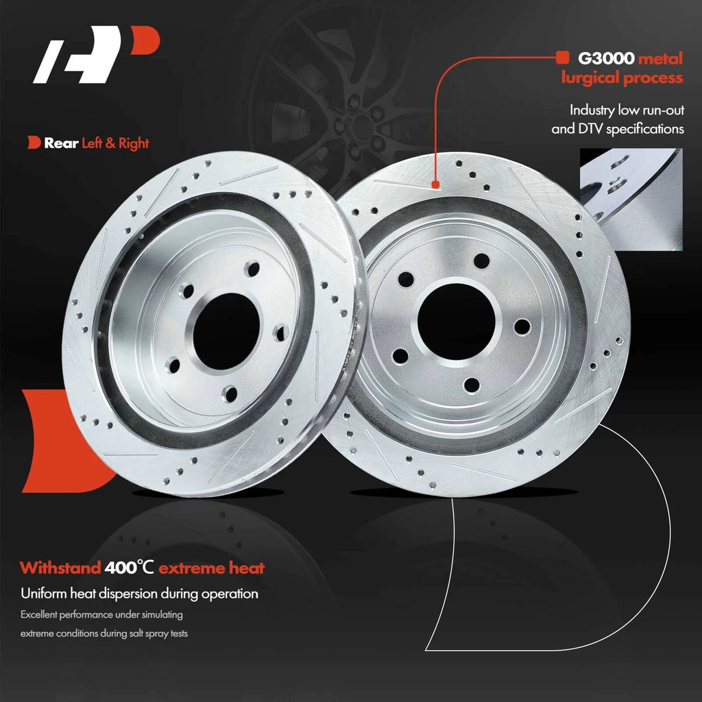 2X Rear Drilled Brake Rotors for Chevy Corvette (1997â2004) Cadillac XLR