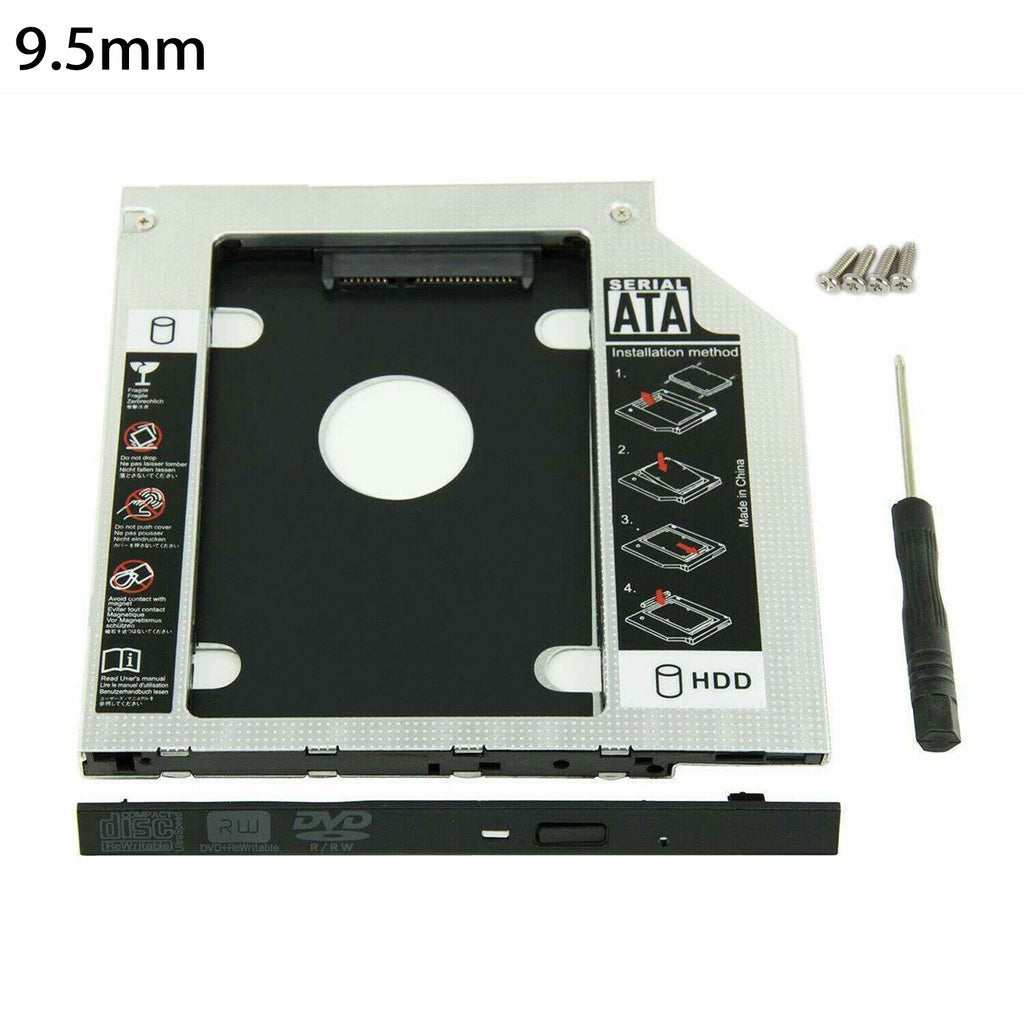 9.5mm SATA 2nd HDD SSD Hard Drive Caddy for Universal Fit (CD/DVD-ROM)