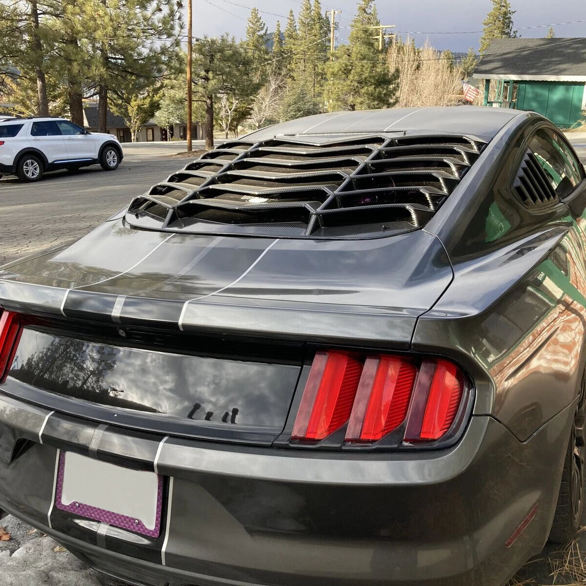 Rear Window Louver Cover Sun Shade for Ford Mustang (2015–2023) Carbon Fiber