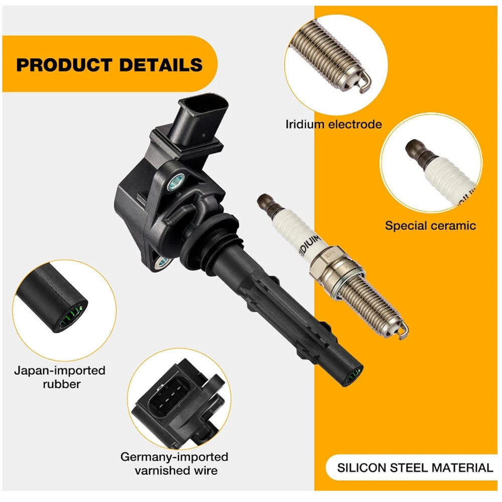6X Ignition Coils + Iridium Spark Plugs for Mercedes-Benz C230 C300 ML350 (2007–2015)