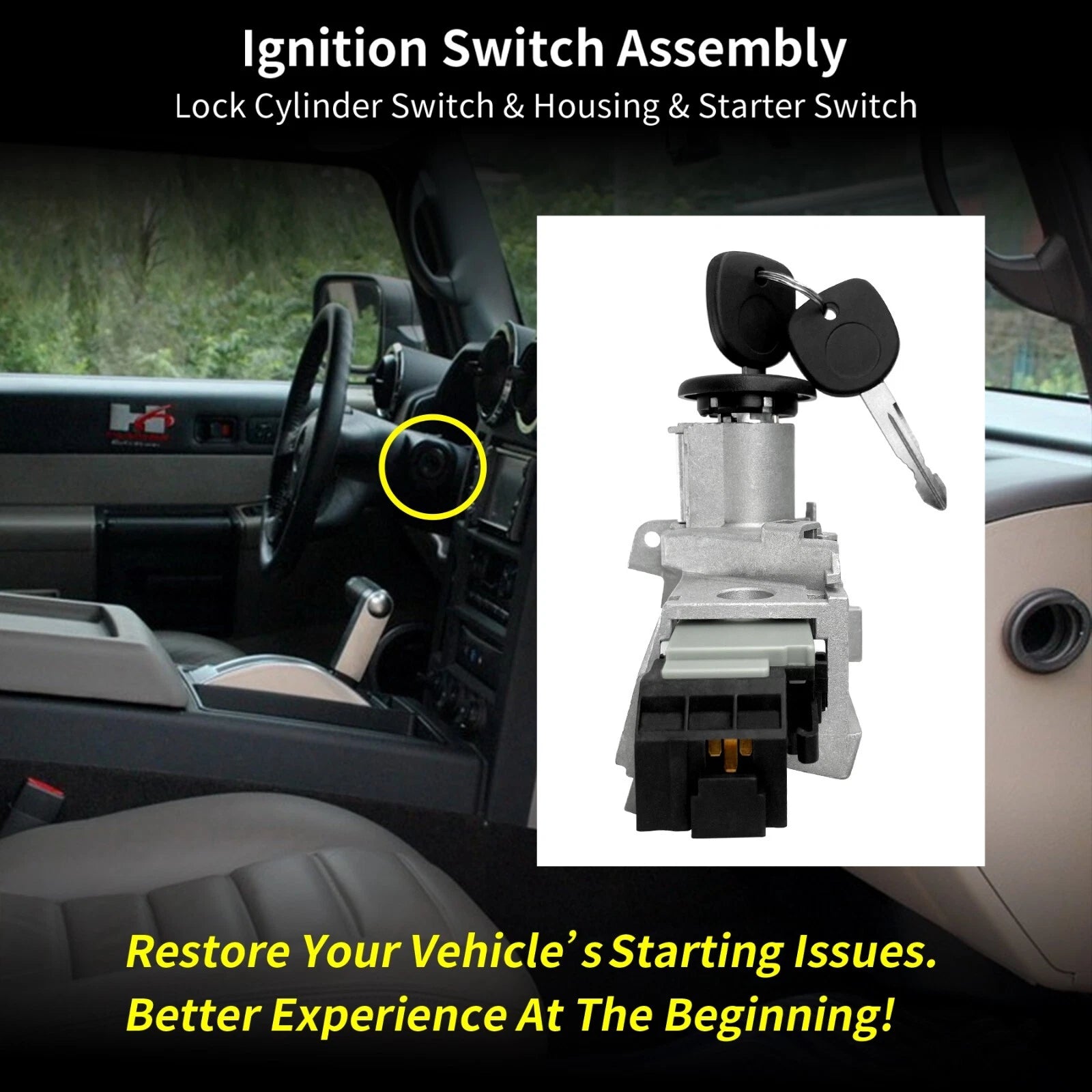 Ignition Lock Cylinder Switch & Housing for Chevy Silverado GMC Sierra (2003-2007)