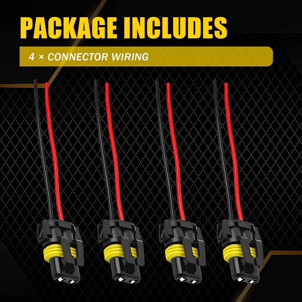 Set of 4 Wiring Pigtail Connectors for Headlight Dual Beam (9005 HB3)