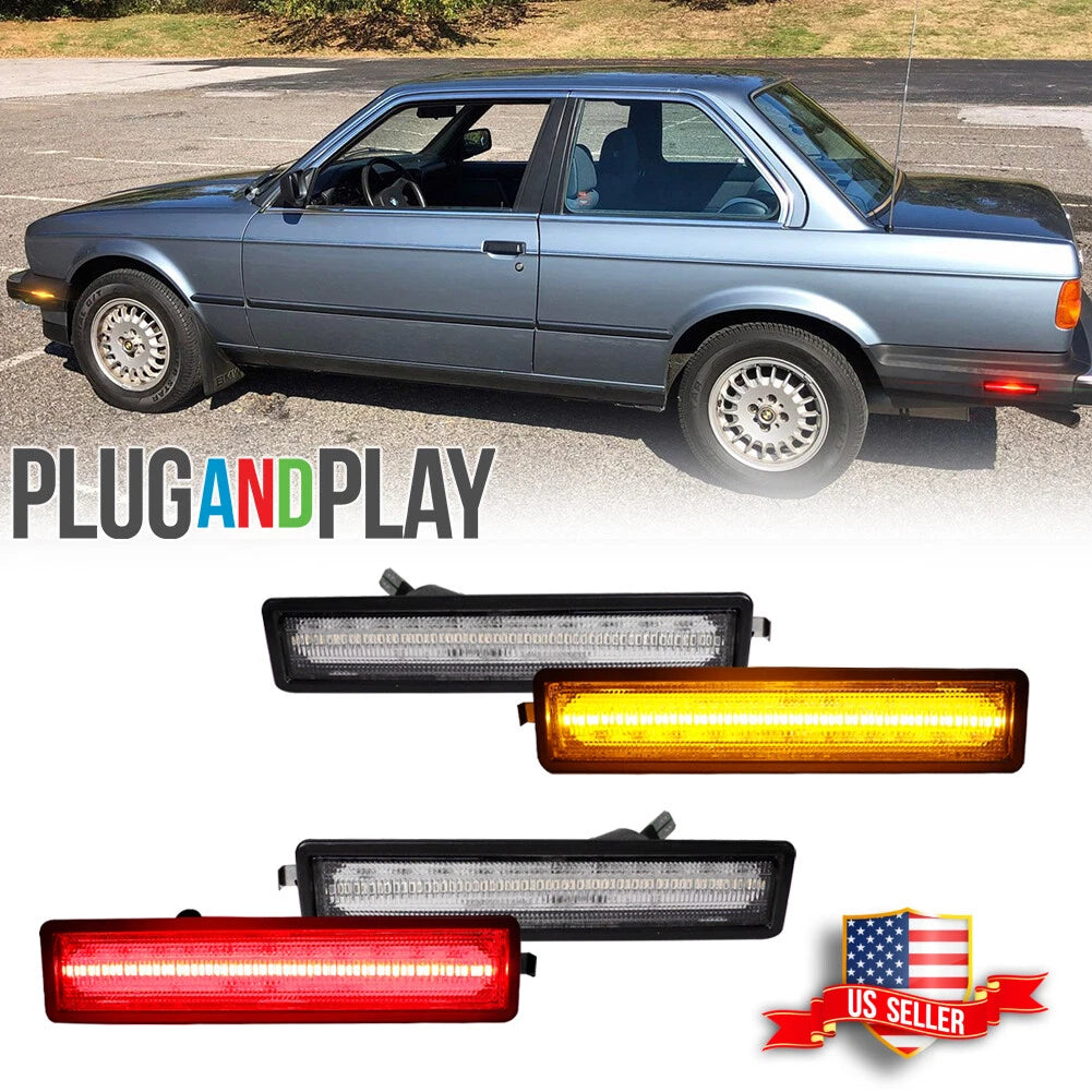 Set of 4 Clear LED Side Marker Lights for BMW E30 E34 (1982–1996)