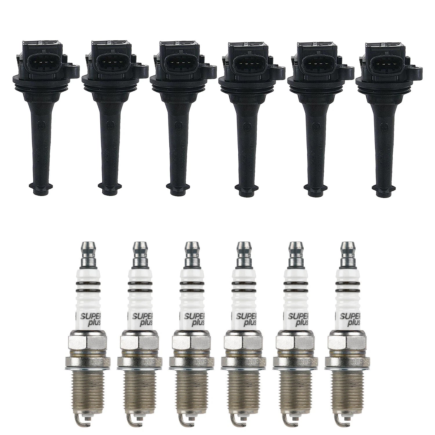 Set of 6 Ignition Coils & Nickel Spark Plugs for DB7 XJ6 XJS S80 XC90 Raider