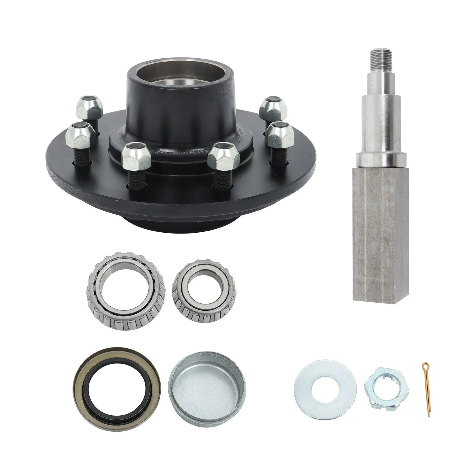 Trailer Axle Hub Kit with Bearings for 6000lbs Trailer (Fits 8 on 6.5")