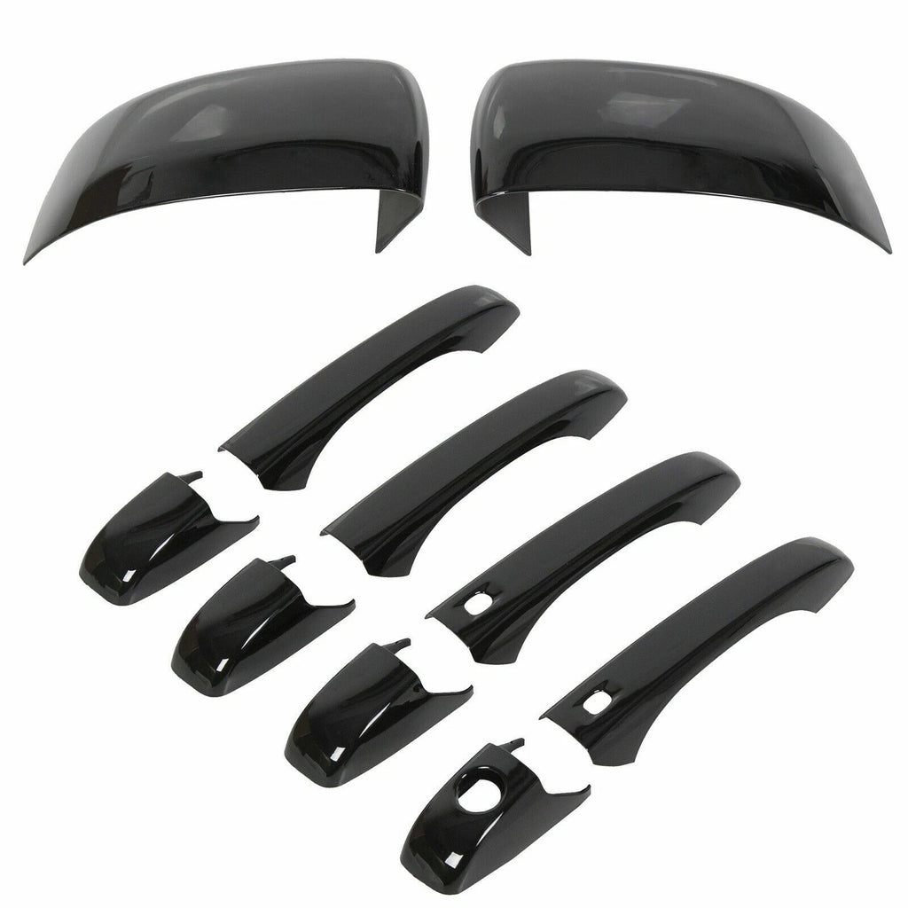 2 Black Mirror Covers + 4 Door Handle Covers for Jeep Grand Cherokee (2011–2021)