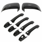 2 Black Mirror Covers + 4 Door Handle Covers for Jeep Grand Cherokee (2011–2021)
