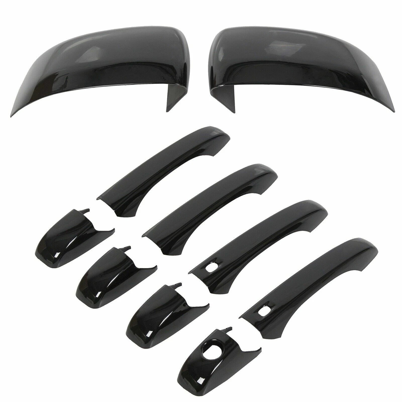 2 Black Mirror Covers + 4 Door Handle Covers for Jeep Grand Cherokee (2011–2021)