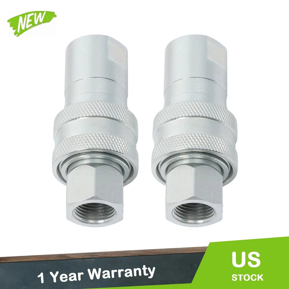 3/8" NPT Thread Hydraulic Quick Connect Couplers Set of 4 ISO 5675 with Dust Caps
