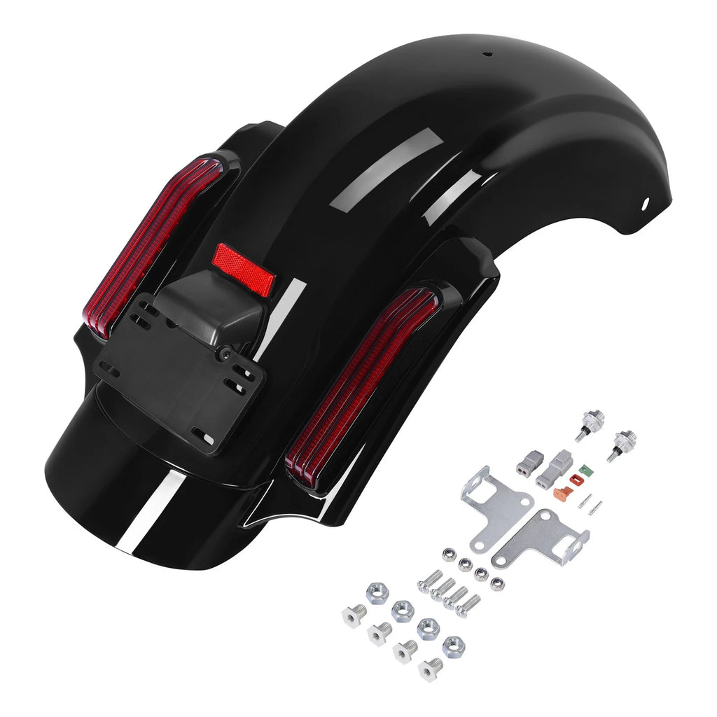 Vivid Black LED Rear Fender System for Harley Touring Road Glide (2014–2024)